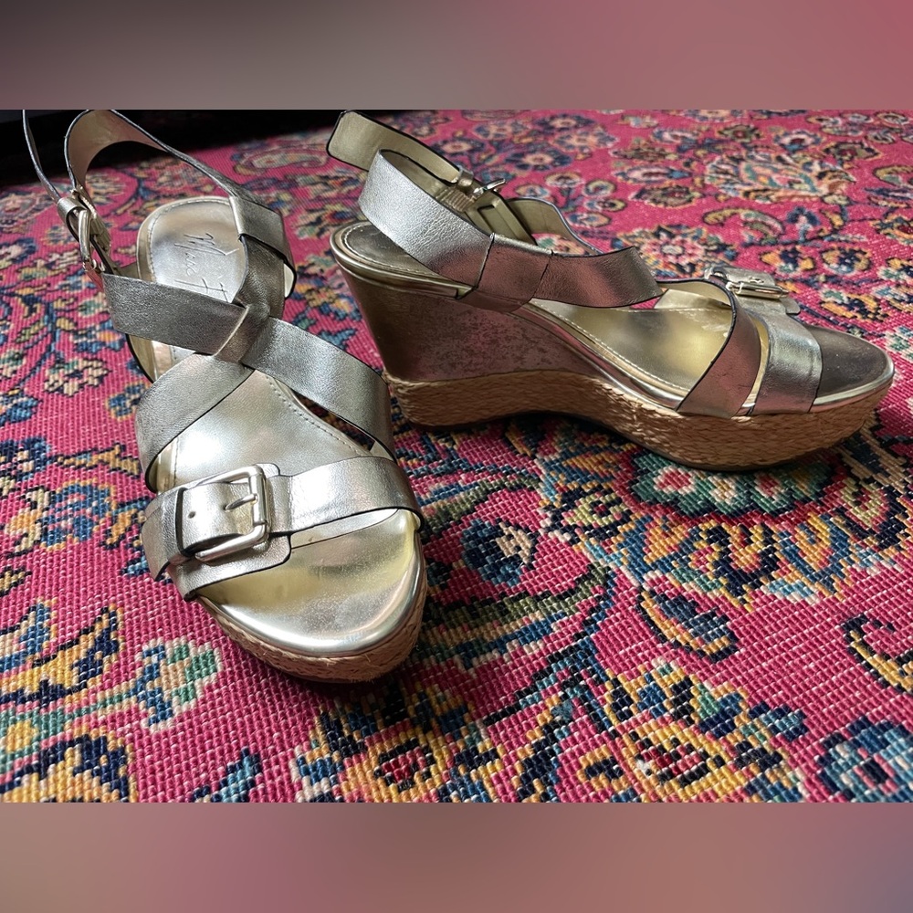 Marc Fisher Metallic Gold Wedges